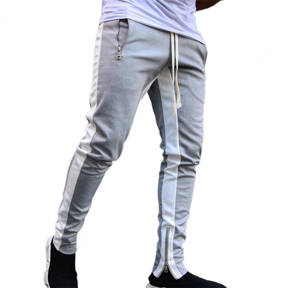Men Sweatpants Drawstring Side Zipper Joggers Pants Skinny Male Trousers Gyms Tracksuits Hip Hop Sportswear Jogging Sport Pants