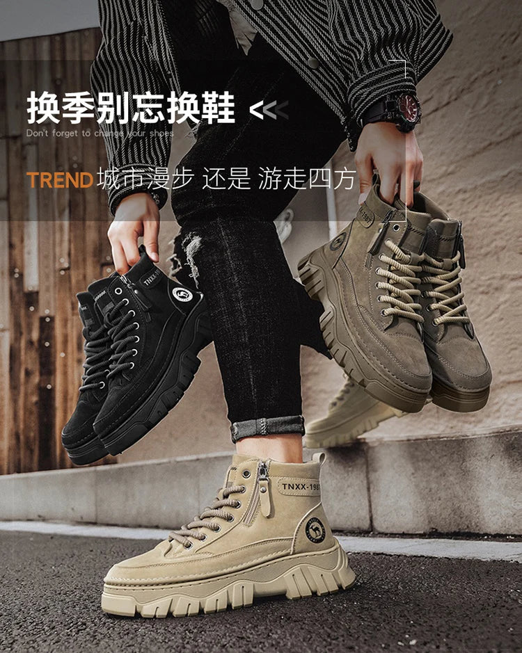 High-top boots, British workwear motorcycle shoes, versatile casual shoes, trendy outdoor shoes