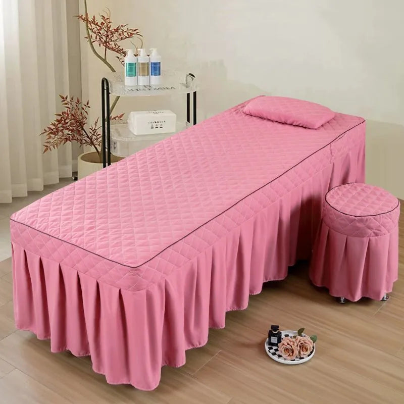 Thickened Single Double Beauty Bed Cover Pure Color Massage Beauty Salon Body Therapy Massage Hair Wash Bedding Cover Set