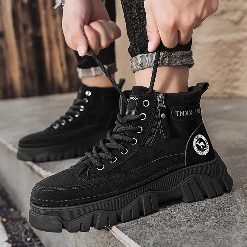 High-top boots, British workwear motorcycle shoes, versatile casual shoes, trendy outdoor shoes