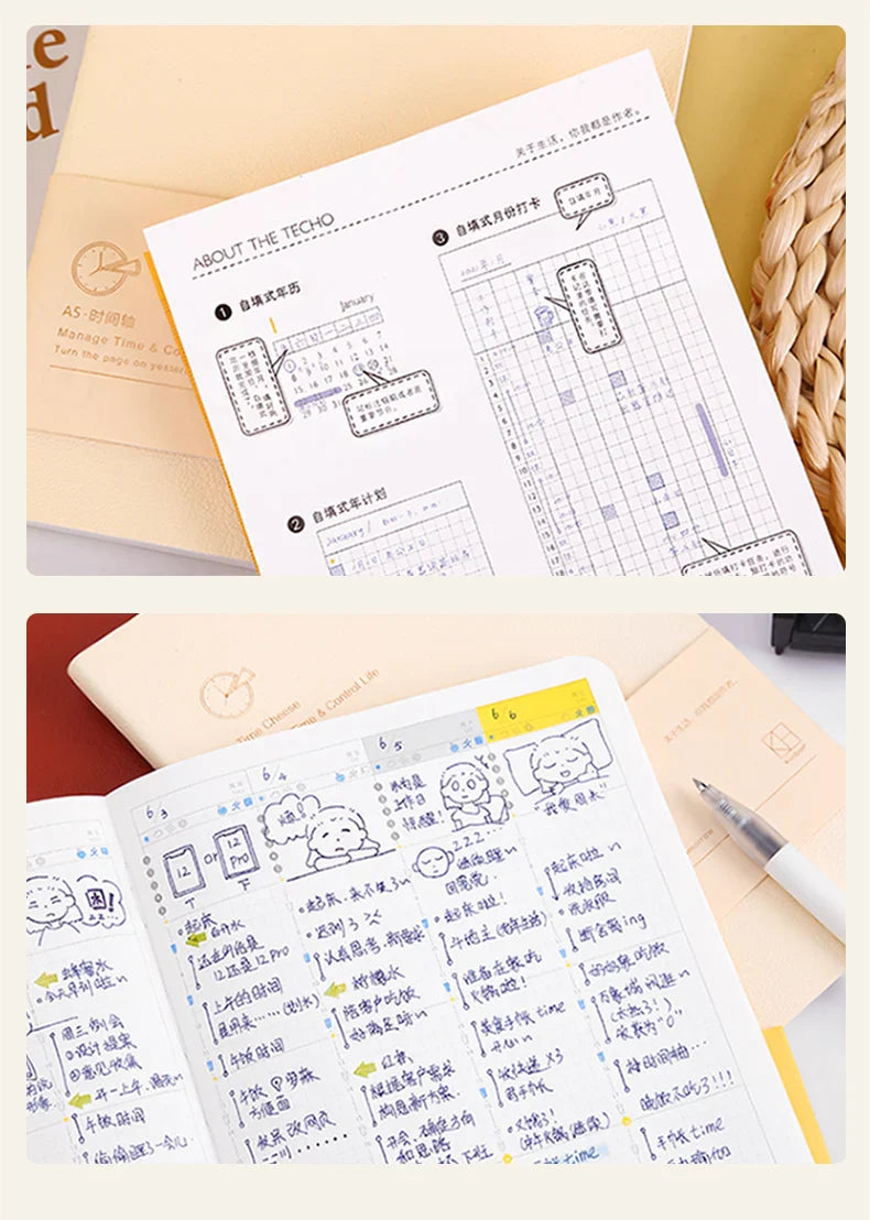 Kinbor Weekly Planner Notebook UnDated Agenda Schedule Daily Monthly Journal Book Portable Record Diary Plan Notepad Stationery