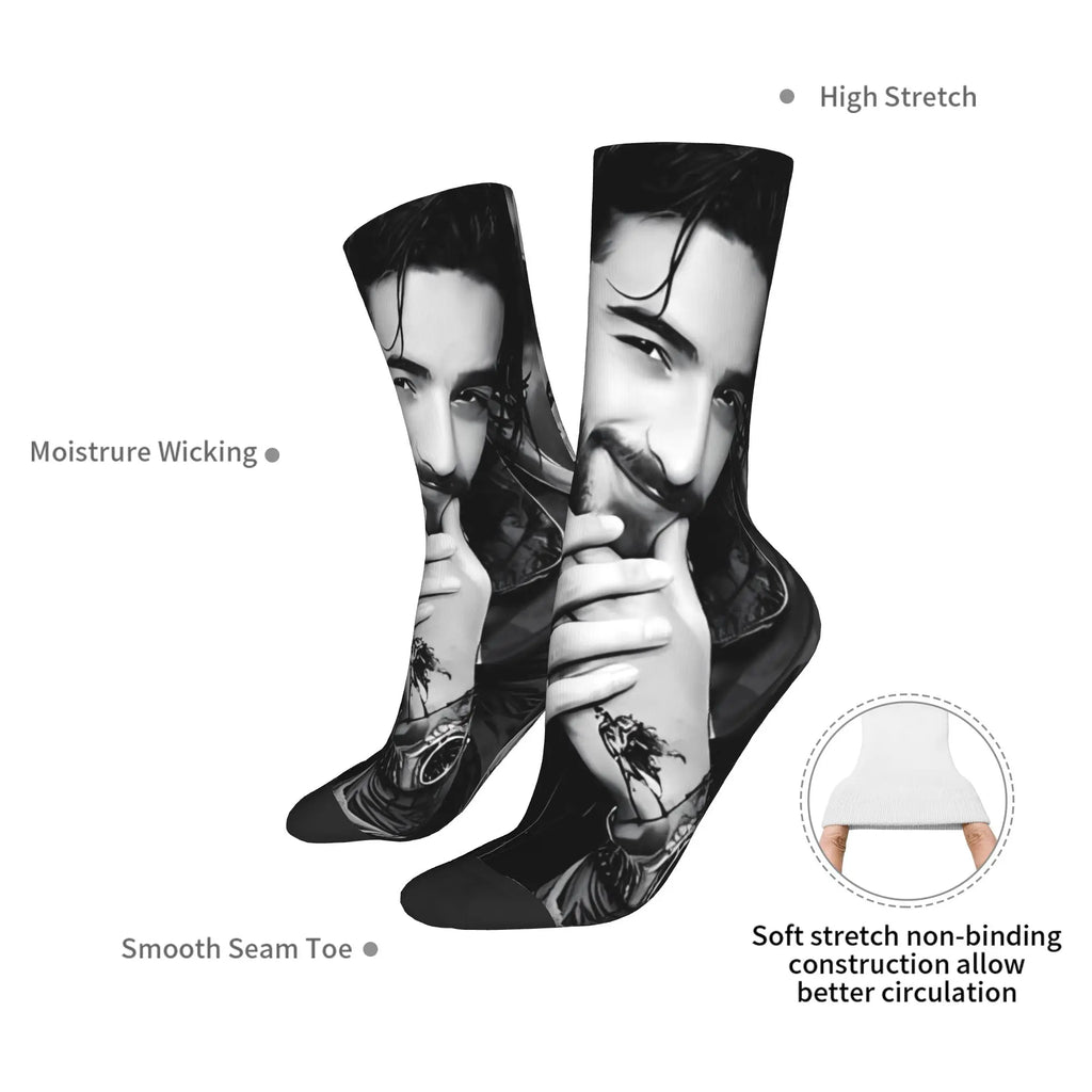 Maluma Rapper Socks  Anti Slip Stockings Women Men Comfortable Outdoor Socks Winter Fashion Graphic Socks
