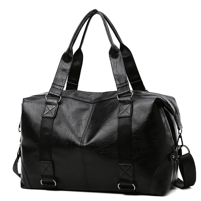 2023 New Men's Business PU Travel Handbag Soft Leather Texture Shoulder Bag Sports TrainingLarge Capacity Handheld Crossbody
