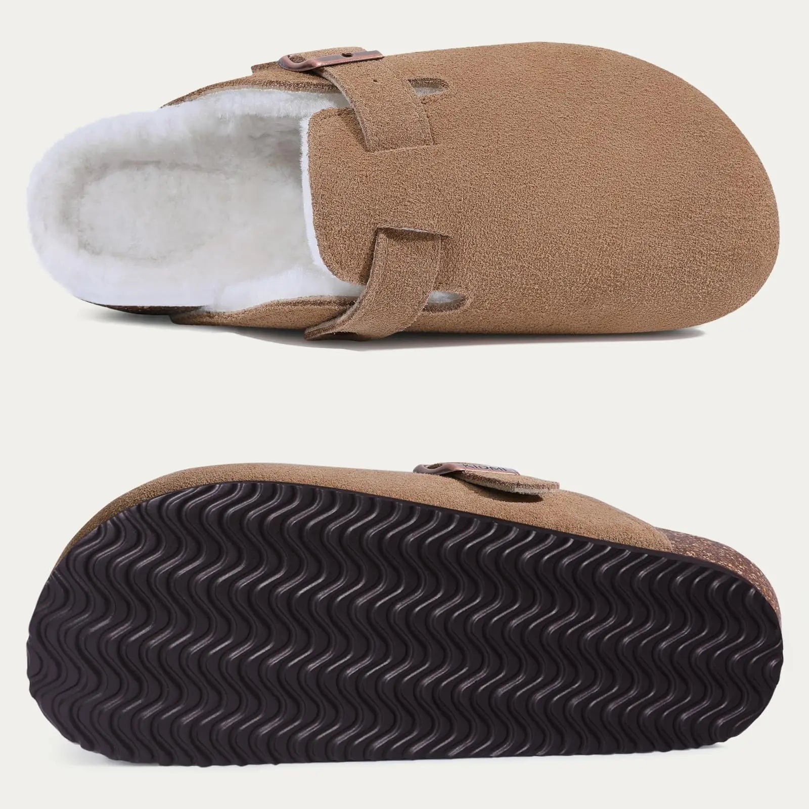 KIDMI Suede Clogs for Women Men Mules Cork Footbed Sandals With Arch Support Fashion Nonslip Outdoor Beach Slippers Home Shoes