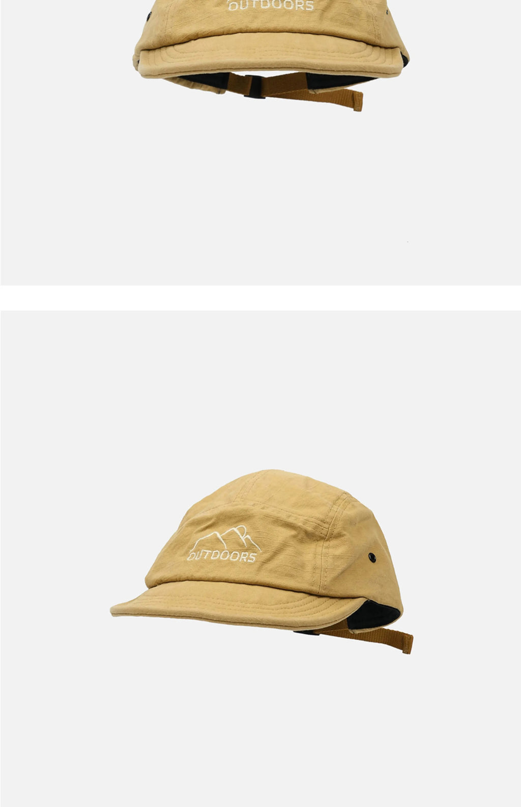 Style Short Brim Peaked Cap Men and Women All-Matching Retro Soft Top Snap-Brim Hat Mountain Embroidery Five-Piece Hat Fashion