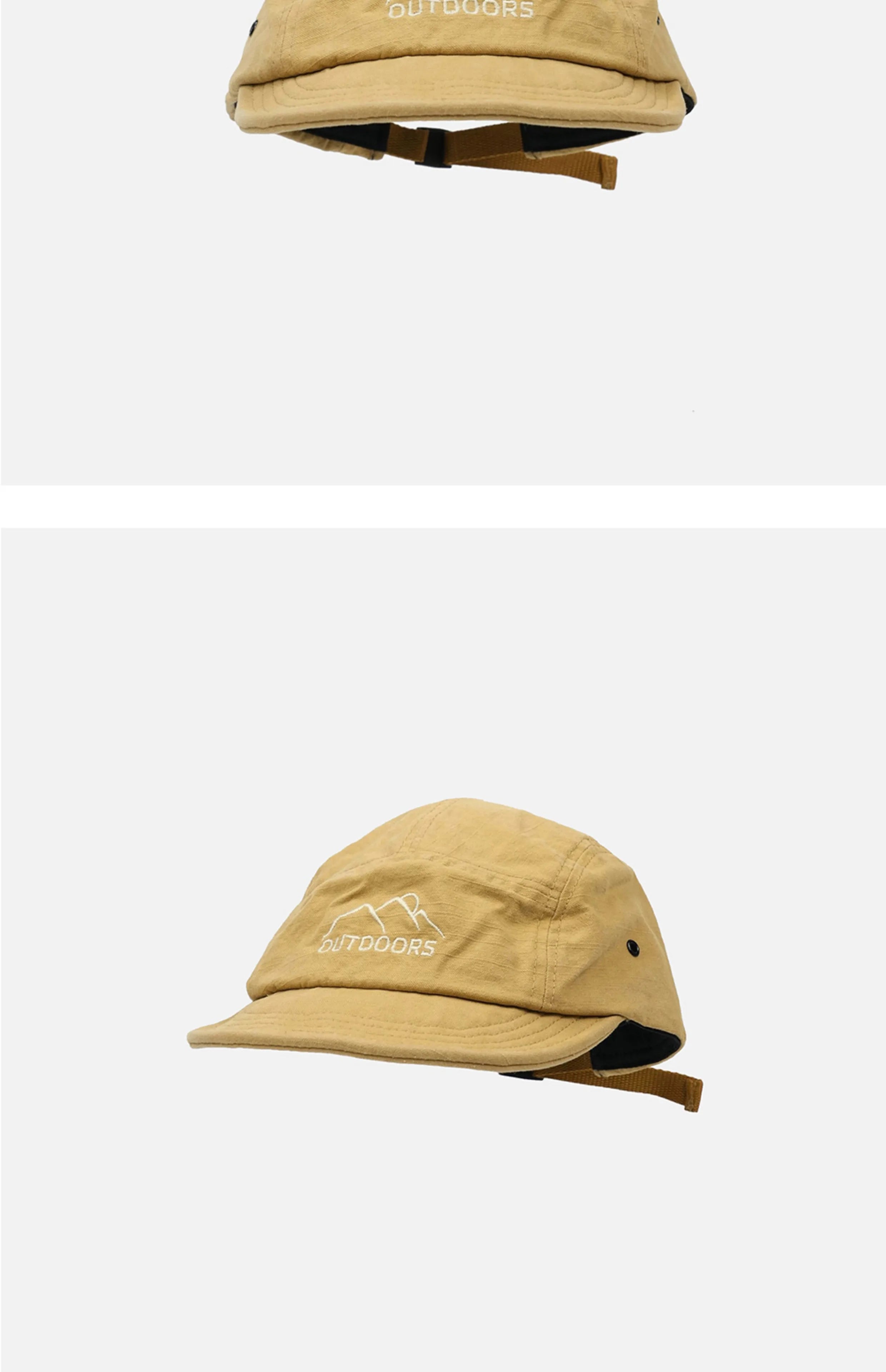 Style Short Brim Peaked Cap Men and Women All-Matching Retro Soft Top Snap-Brim Hat Mountain Embroidery Five-Piece Hat Fashion