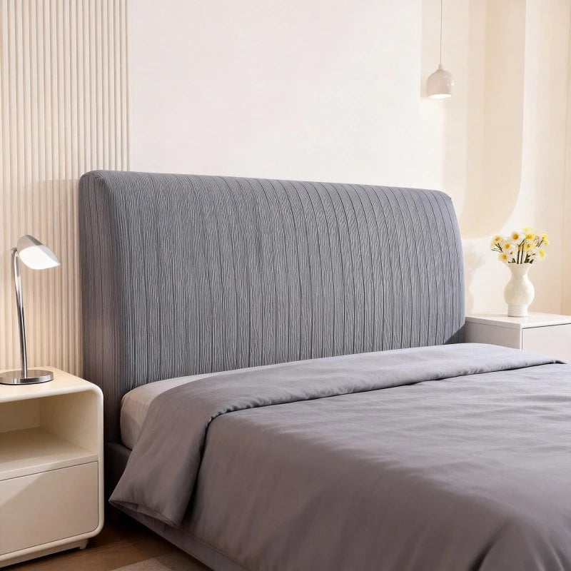 High Elasticity Headboard Cover Solid Color Double Bed Backrest Cover Autumn Winter Warm and Dustproof Cover Machine Washable