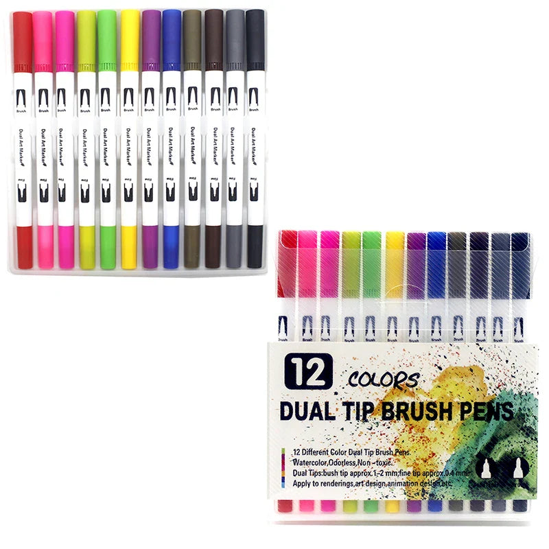 12/24/36 120 Colors Double Ends Manga Art Brush Pen Set Pencil Watercolor Art Markers Fineliner Calligraphy Pens Art Supplies