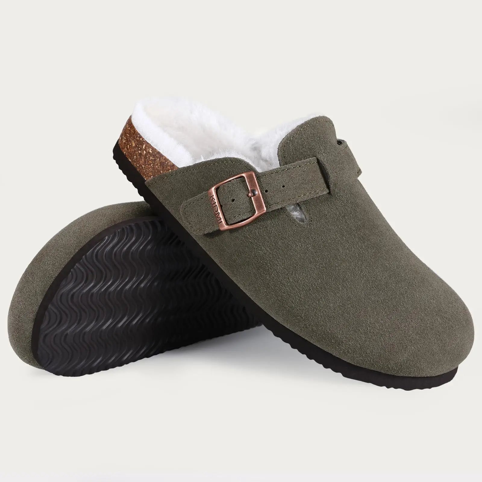 KIDMI Suede Clogs for Women Men Mules Cork Footbed Sandals With Arch Support Fashion Nonslip Outdoor Beach Slippers Home Shoes