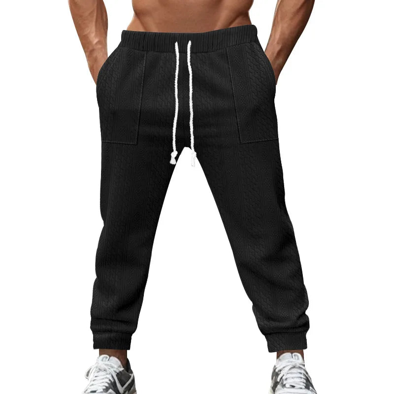 Men's Solid Color Sweatpants American Style Casual Pants Autumn Winter Home Wear Elastic Belt Soft and Comfortable Jogging Pants