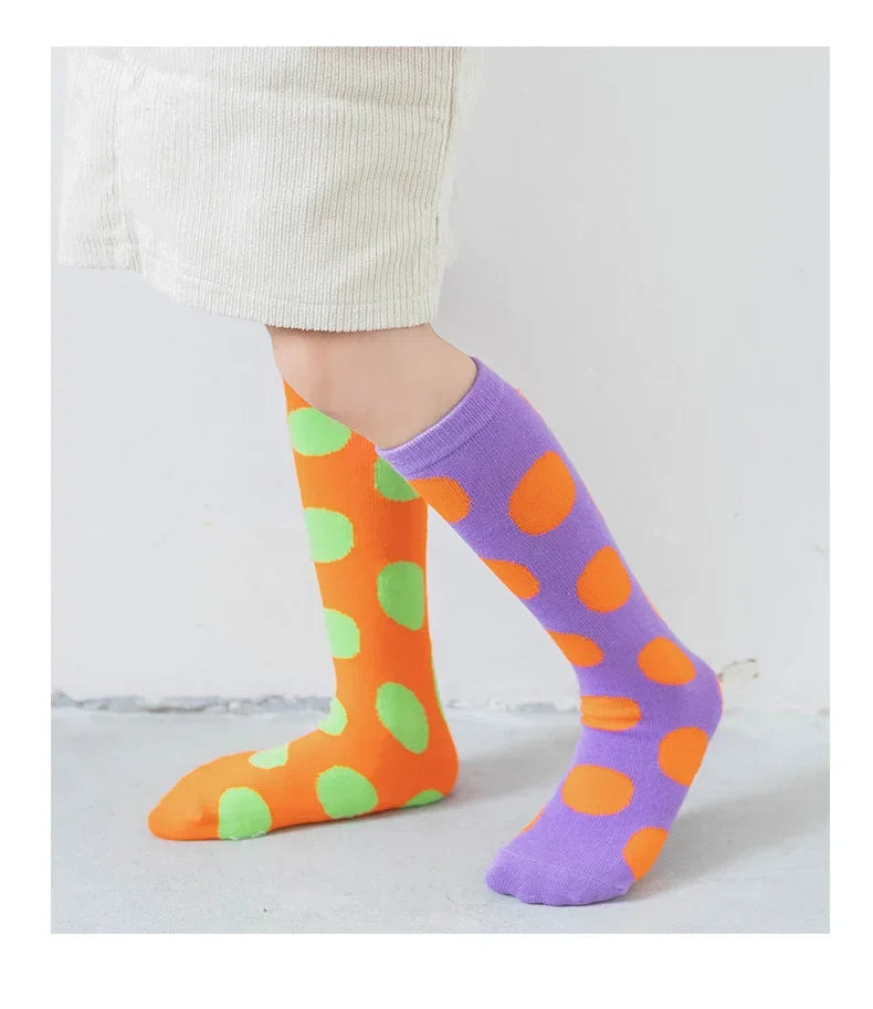 Girl Long Knee Socks New 1-12 Y Child Socks Autumn Winter Color Matching Dot Children's Pile Student Kids Boys Girls Tube Sock