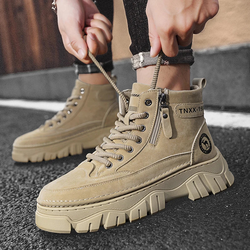 High-top boots, British workwear motorcycle shoes, versatile casual shoes, trendy outdoor shoes