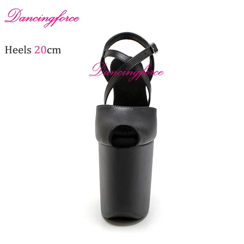 8Inches 20cm Shiny Stripper Pole Dance Shoes Sexy Thick Insole Platform High Heels Women Summer Cross Strips Sandals Female