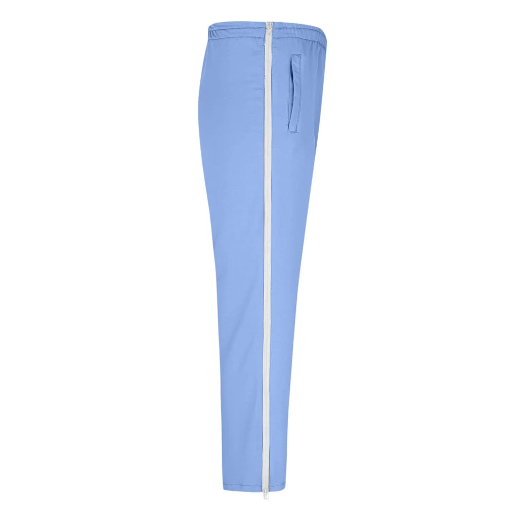Men Sweatpants Elastic Waistband Pockets Splicing Color Mid-Rise Long Trousers Wide Leg Side Zipper Tear Away Basketball Pants