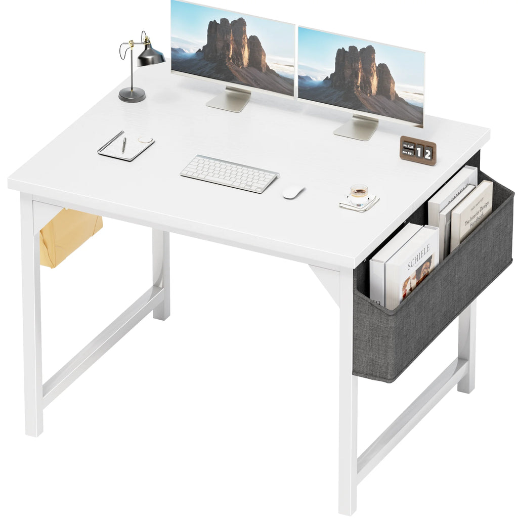 Computer Desk 31 Inch Small Office Desk Modern Writing Desk with Storage Bag Work Study Table with Headphone Hook for Office