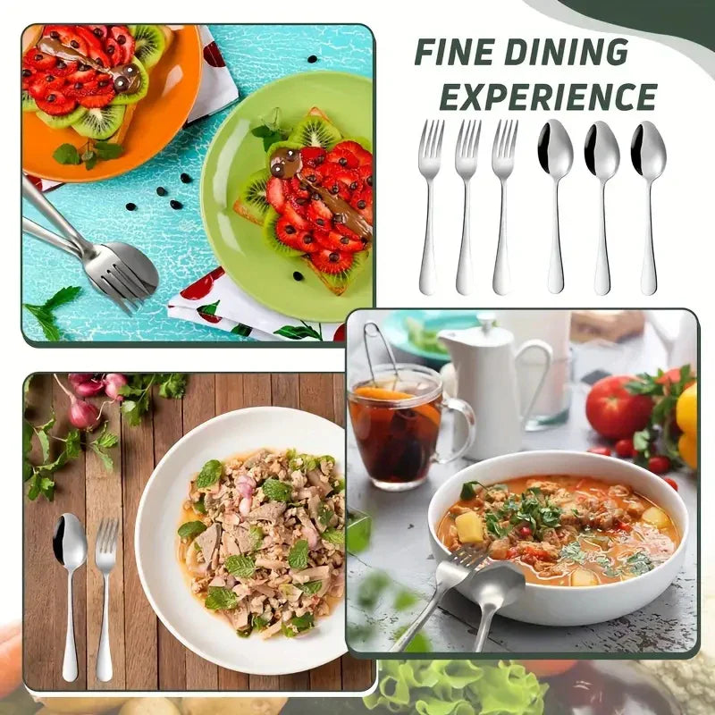 16pcs Stainless steel tableware fork and spoon set, economy set fork and spoon, suitable for restaurants, parties and families