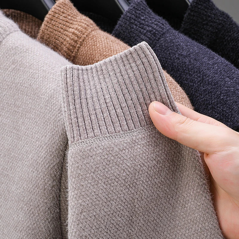 Designer Luxury Brand Men's Knit Pullover Pony Embroidered Sweater Winter British Business Fashion Trend Plush Thicken Menswear