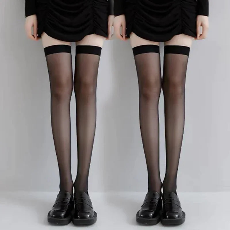 1/2Pairs Women Sexy Fishnet Stocking Summer Ultra Thin Sock Over Knee Nylon JK Long Socks Hosiery Lolita Silk Stockings