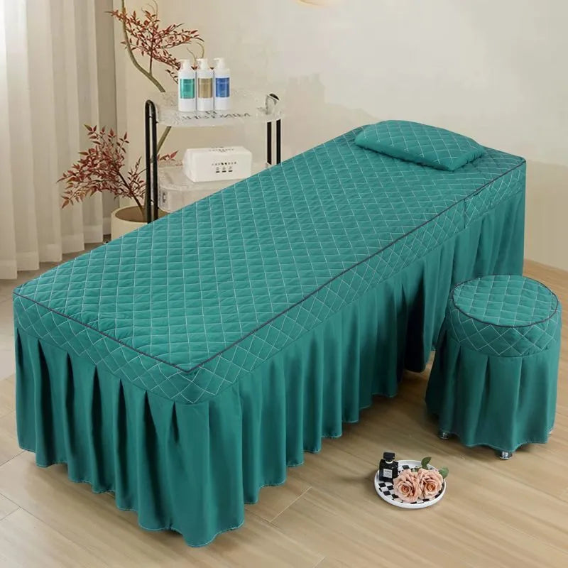 Thickened Single Double Beauty Bed Cover Pure Color Massage Beauty Salon Body Therapy Massage Hair Wash Bedding Cover Set