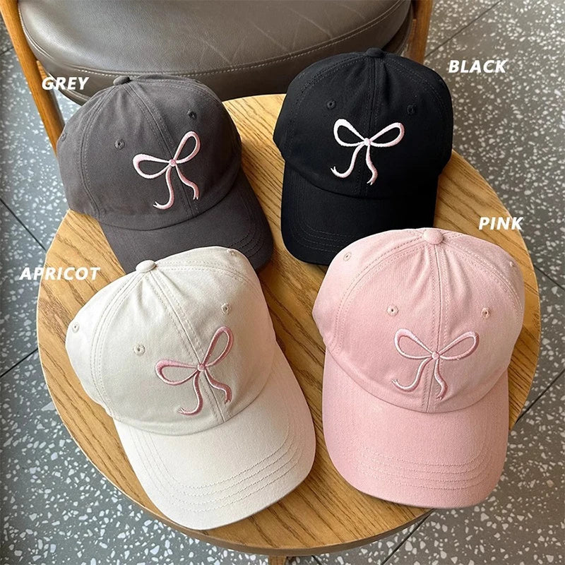 Sweet Bowknot Baseball Cotton Adjustable Snapback Hat Spring Autumn Embroidery Women's Cap Outdoor Casual Sun Hat Visors Hat