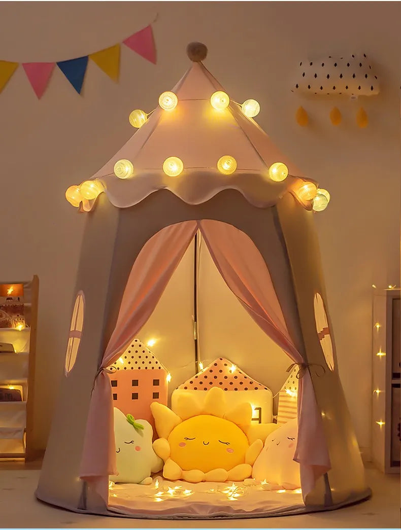 Large Teepee Tent for Kids Folding Toy Tent Castle Children Play House Large Teepee Tent Princess Castle Children Outdoor Gifts
