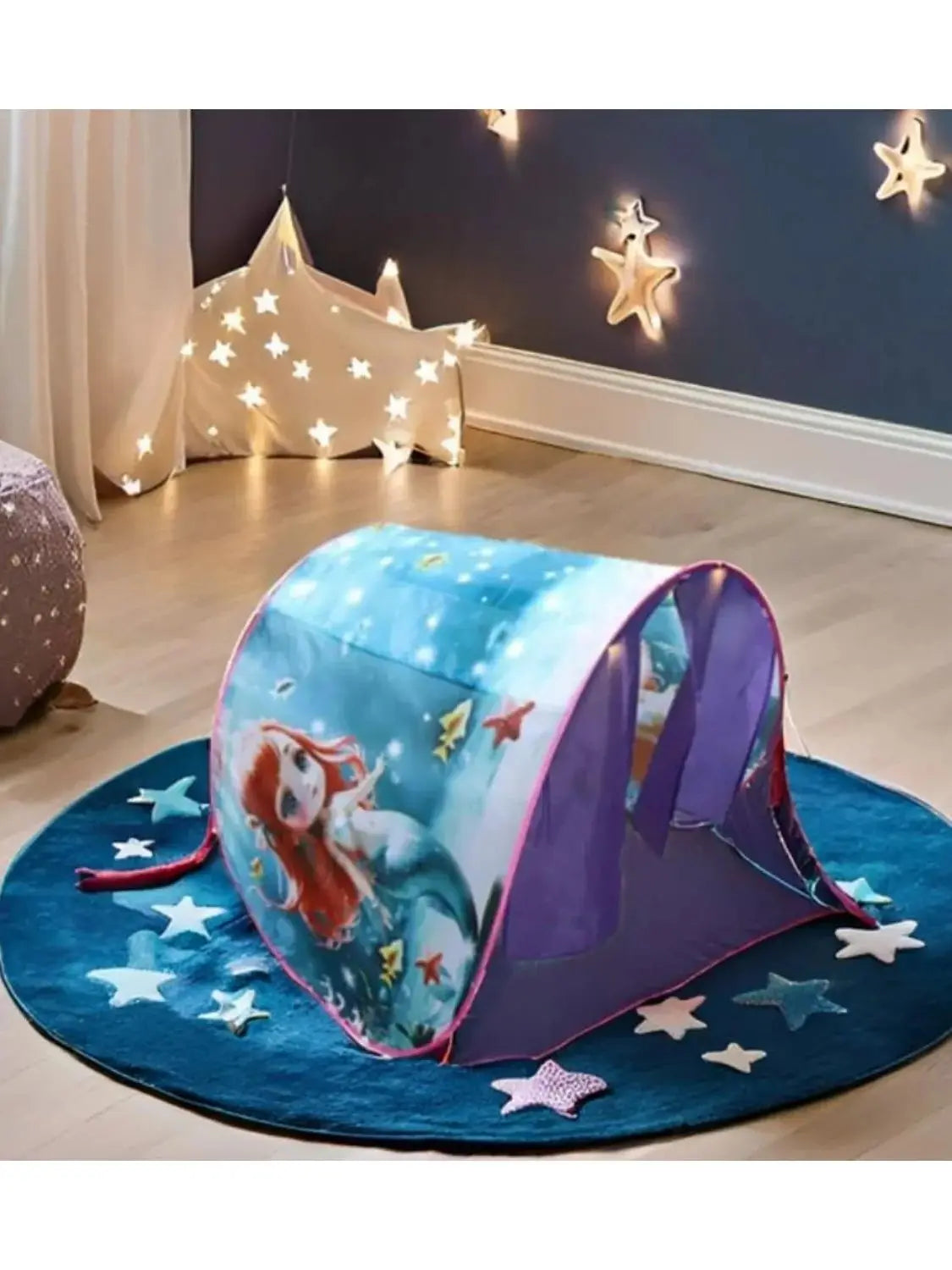 Funy Dream Tent with light for Kids Bed with Storage Pocket Foldable Kids Tent on Bed Mosquito Net Tent Gifts for toys