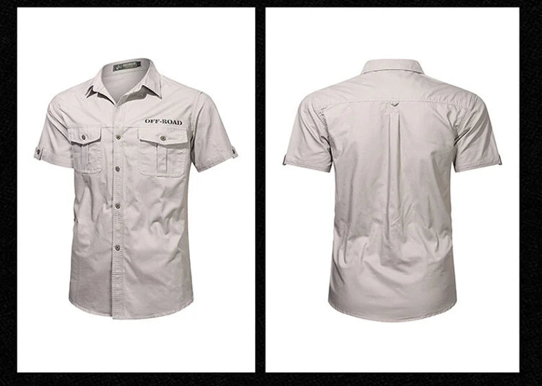 2025 New Shirts Men's Summer Casual 100 Cotton Multi-Pocket Short Sleeve Coat Outdoor Cycling Work Camping Single-breasted Shirt