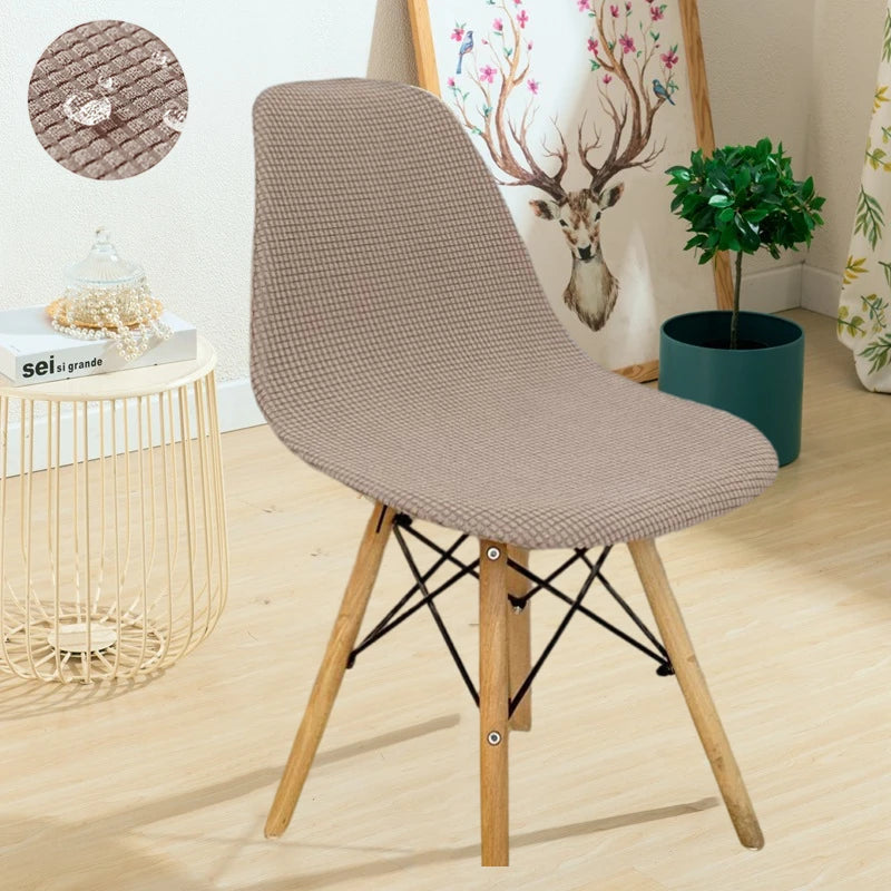 Jacquard Waterproof Shell Chair Cover Short Back Scandinavian Chair Covers Adjustable Dining Room Seat Covers for Bar Party