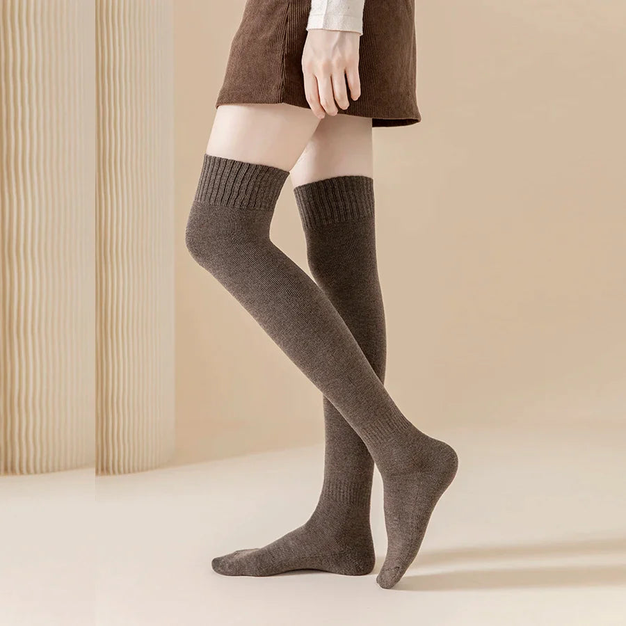 Thick Stockings Socks Women Warm Winter Over Knee High Hold Up Cotton Sexy Slim Ladies Girls Halloween Gift 6 Colors 1 Pairs