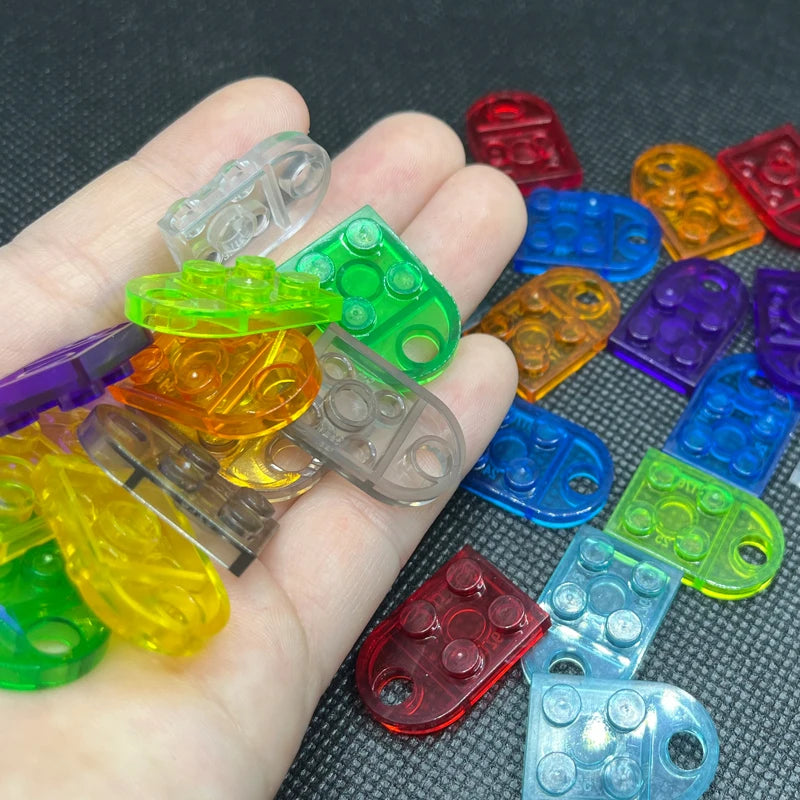 40 Colors Coupling Plate 2x3 with Rounded End Building Block Brick MOC Parts DIY Heart Key Ring Necklace Toys Gift 60pcs/Lot