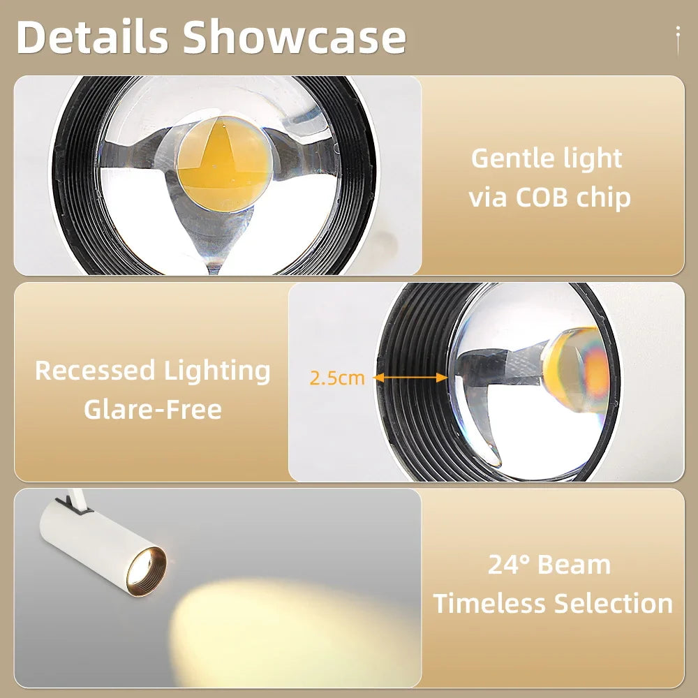 Set LED Track Light Dimmable Track Lamp AC180-265V COB led Spotlight  for Living Room Kitchen Clothing Store Rail Lamp Lighting