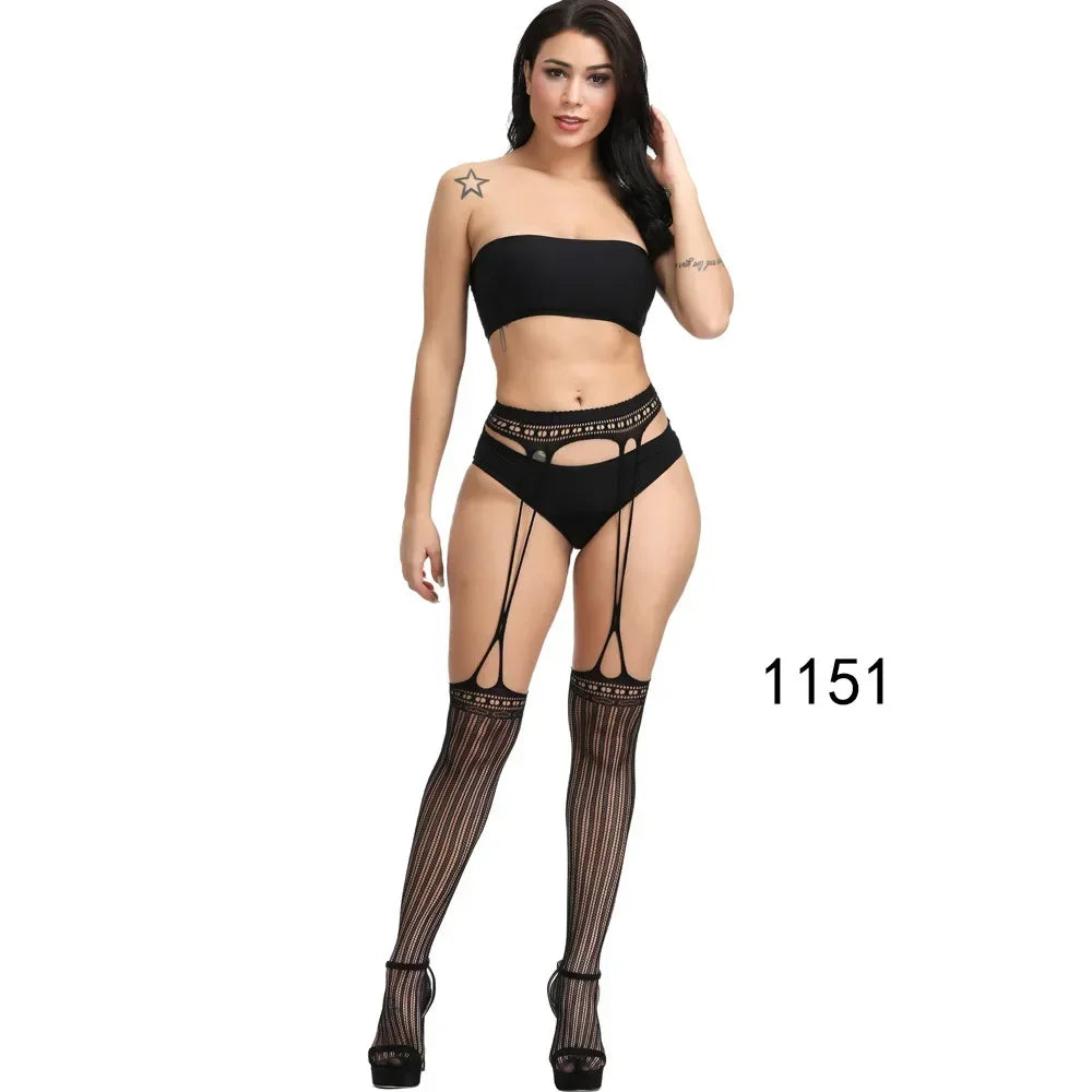 Lace Knee Thigh High Elastic Fishnet Stockings Sexy Transparent Thin Black Stocking White Plus Size Long Socks for Women Summer