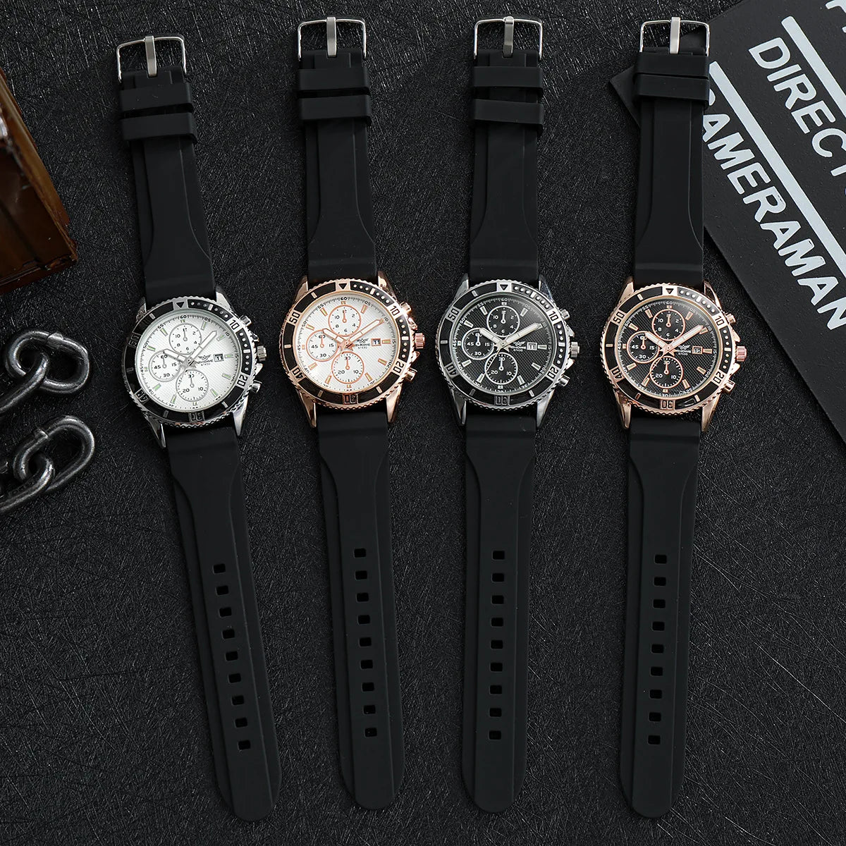 Casual Silicone Band Men Sports Watches Fashion Calendar Male's Business Wristwatch Reloj Hombre