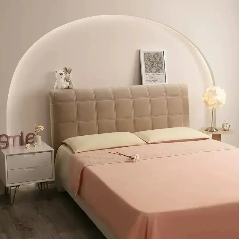 Luxury Plaid Bed headboard Cover Bedroom Soft Warm Winter Thicken All inclusive Bedhead Dust Protector Universal Bed Back Covers