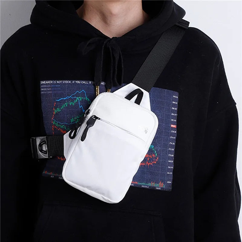 Casual Men Shoulder Chest Bag Nylon Waterproof Outdoor Sport Running Cycling Belt Bag Large Capacity Travel Phone Pouch Bag