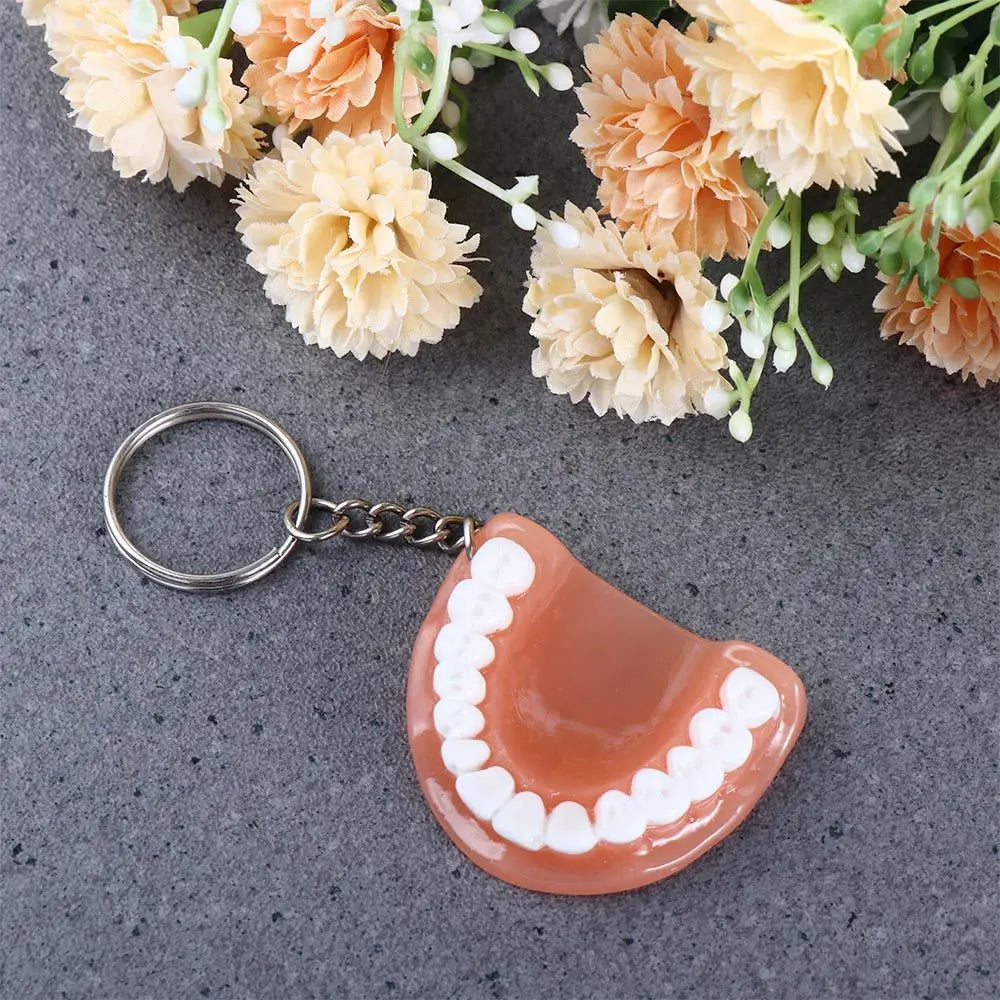 Decoration Dental Accessories Teeth Shape Simulation Upper Jaw Teeth Pendant Tooth Key Chain Denture Key Chain Teeth Keyring