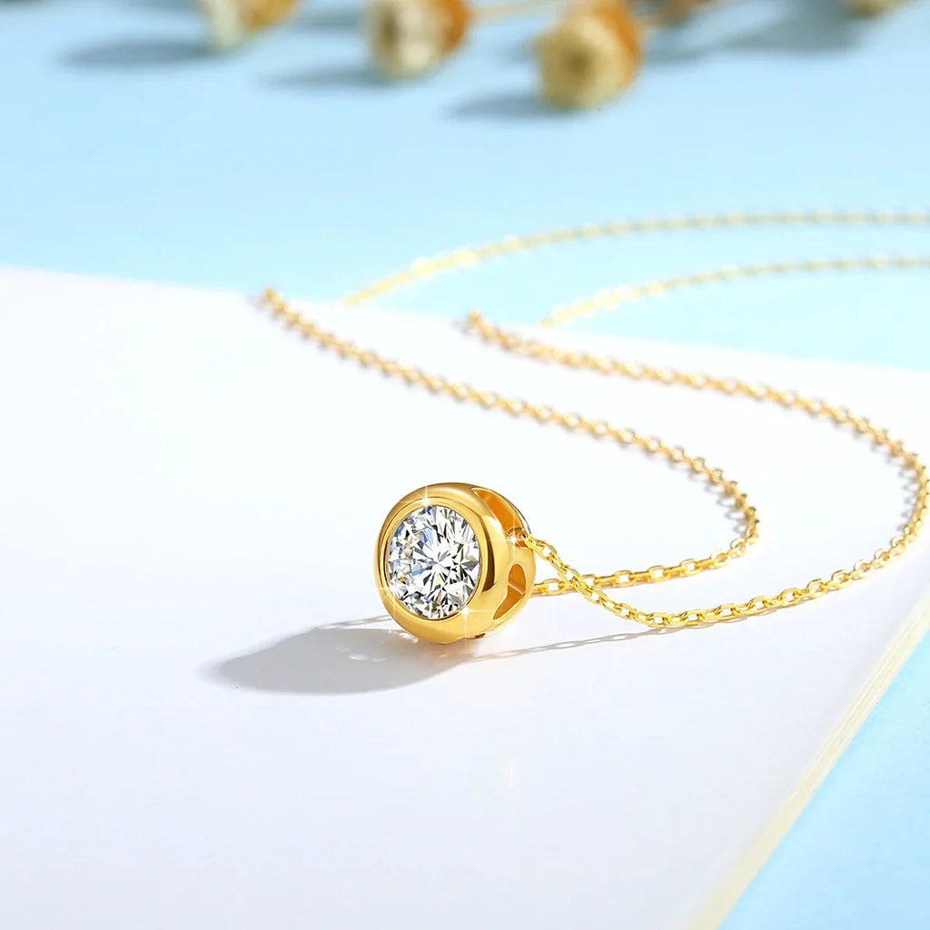 NEW 100% Real 18k Gold Necklace With Moisanite 0.5ct D Color VVS1 Certificated Dubai  AU750 Jewelry For Women Wedding Gift Wholesale