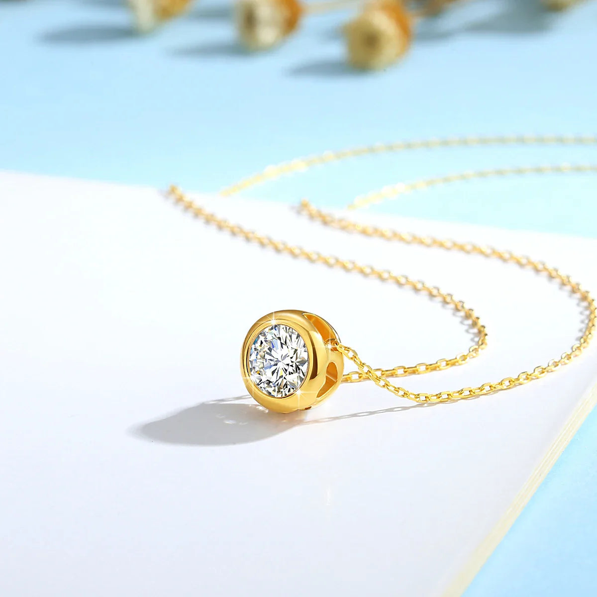 NEW 100% Real 18k Gold Necklace With Moisanite 0.5ct D Color VVS1 Certificated Dubai  AU750 Jewelry For Women Wedding Gift Wholesale