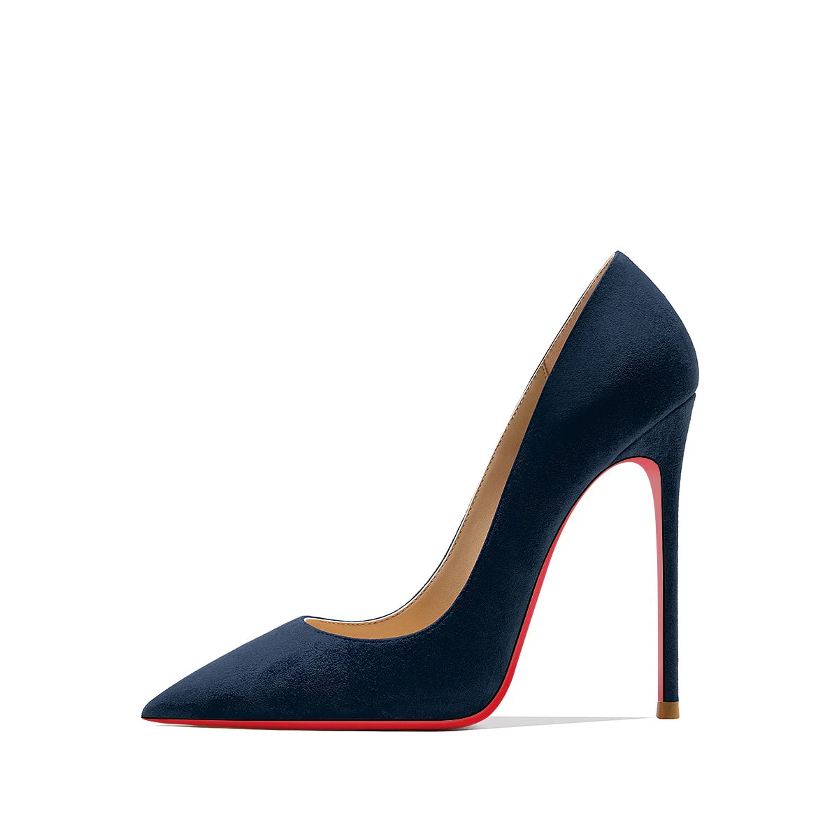 2022 Autumn New Women's High Heels Shoes Sexy Pointed Suede Red Shiny Bottom Pumps Fashionable Temperament Shallow Wedding Shoes
