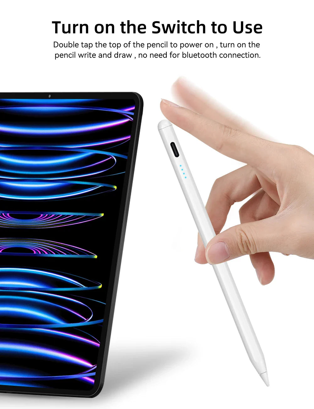 For iPad Pencil 2024 Air 6 M2 Pro M4 Stylus Pen with Palm Rejection Tilt,for iPad Pro 11 12.9 Air 4/5 7/8/9/10th mini 5 6 Tablet