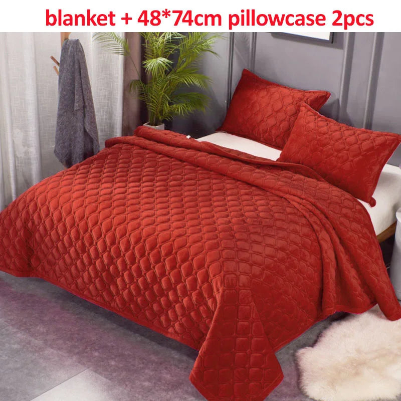 Winter Warm Blankets Quilt Plaid Bed Cover Quilted Bedspread Velvet Bedspread Cover For Beds