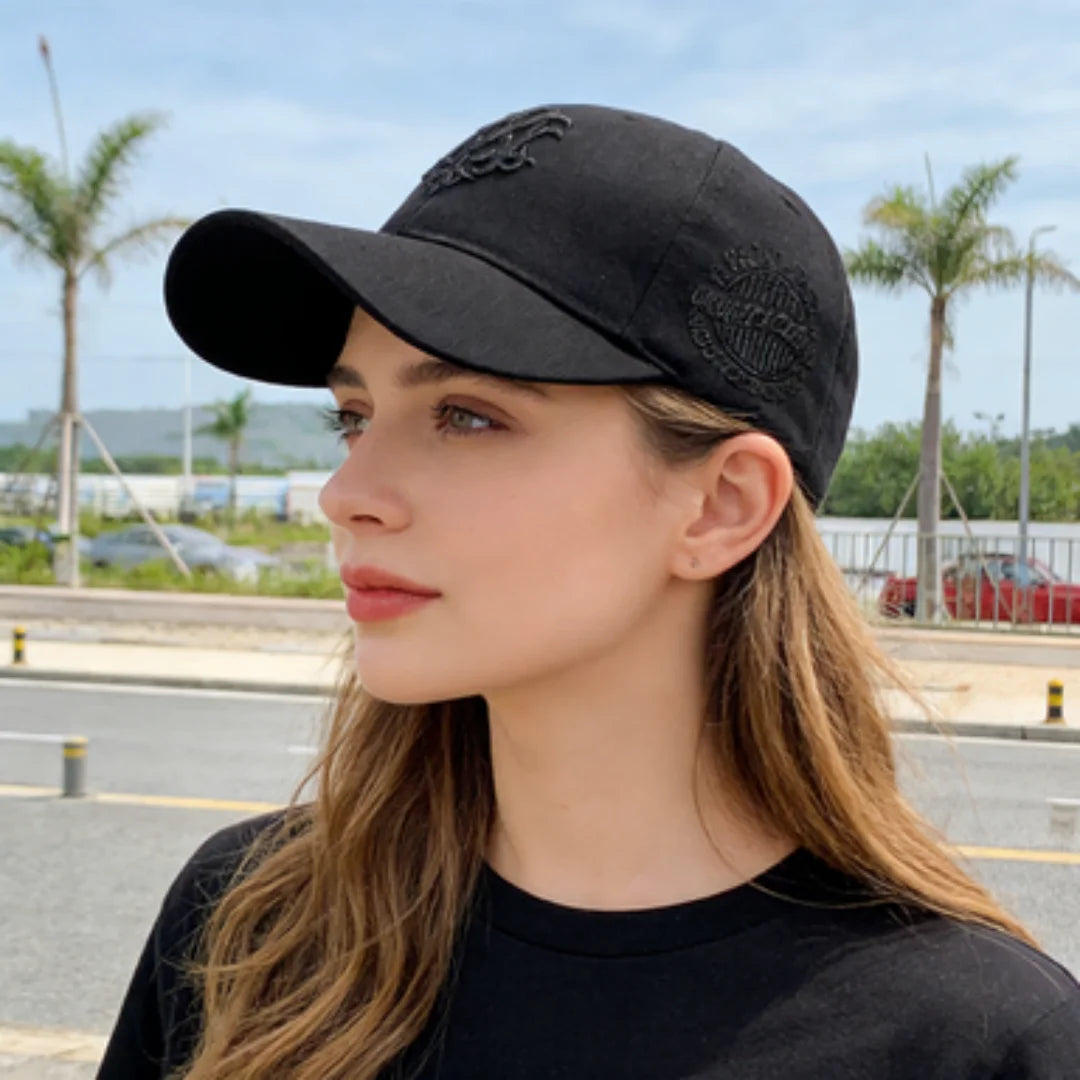Vintage Gothic Embroidered "NY" Baseball Cap – Adjustable Cotton Snapback Hat for Men Women, Casual Outdoor Sun Hat