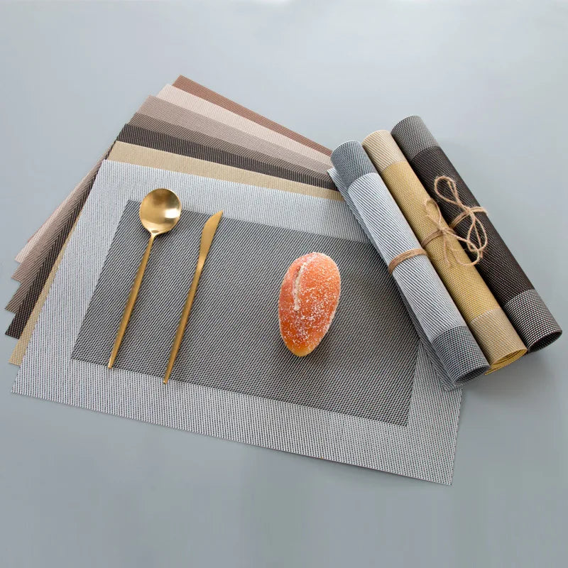 4/6Pcs Table Mat Set Non-Slip Bowl Pad Coaster Set Washable PVC Dining Table Placemats Modern Home Decoration Accessories