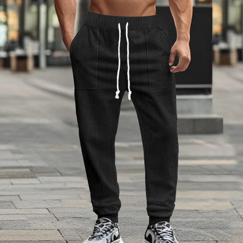 Men's Solid Color Sweatpants American Style Casual Pants Autumn Winter Home Wear Elastic Belt Soft and Comfortable Jogging Pants