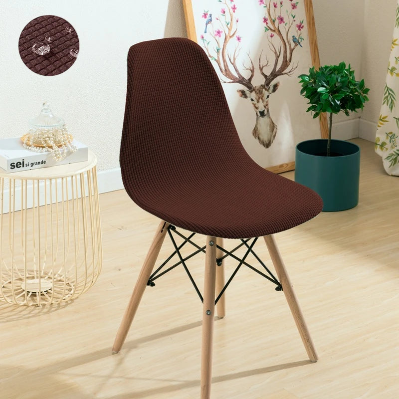 Jacquard Waterproof Shell Chair Cover Short Back Scandinavian Chair Covers Adjustable Dining Room Seat Covers for Bar Party