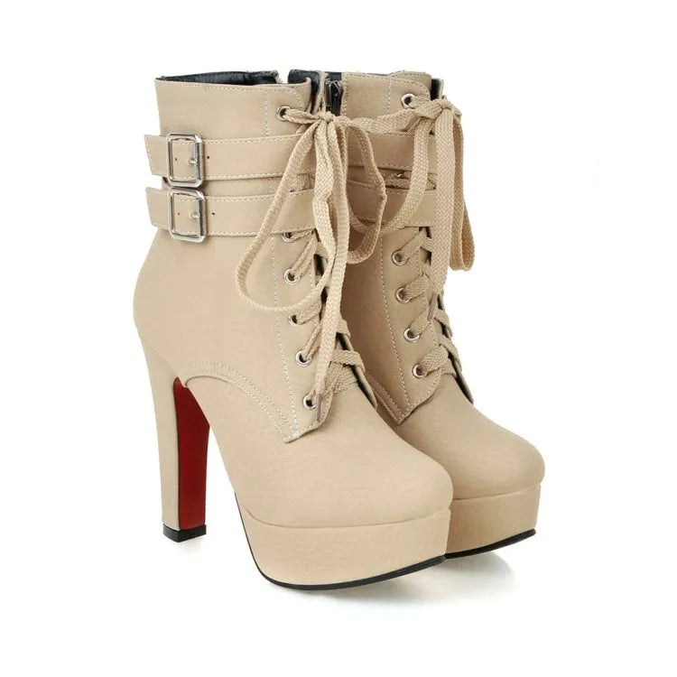 BLXQPYT Big size 33-47 short Boots shoes woman Mujer Fashion Ankle Boots Sexy high Heels Spring Autumn Winter Women Shoes  X-2