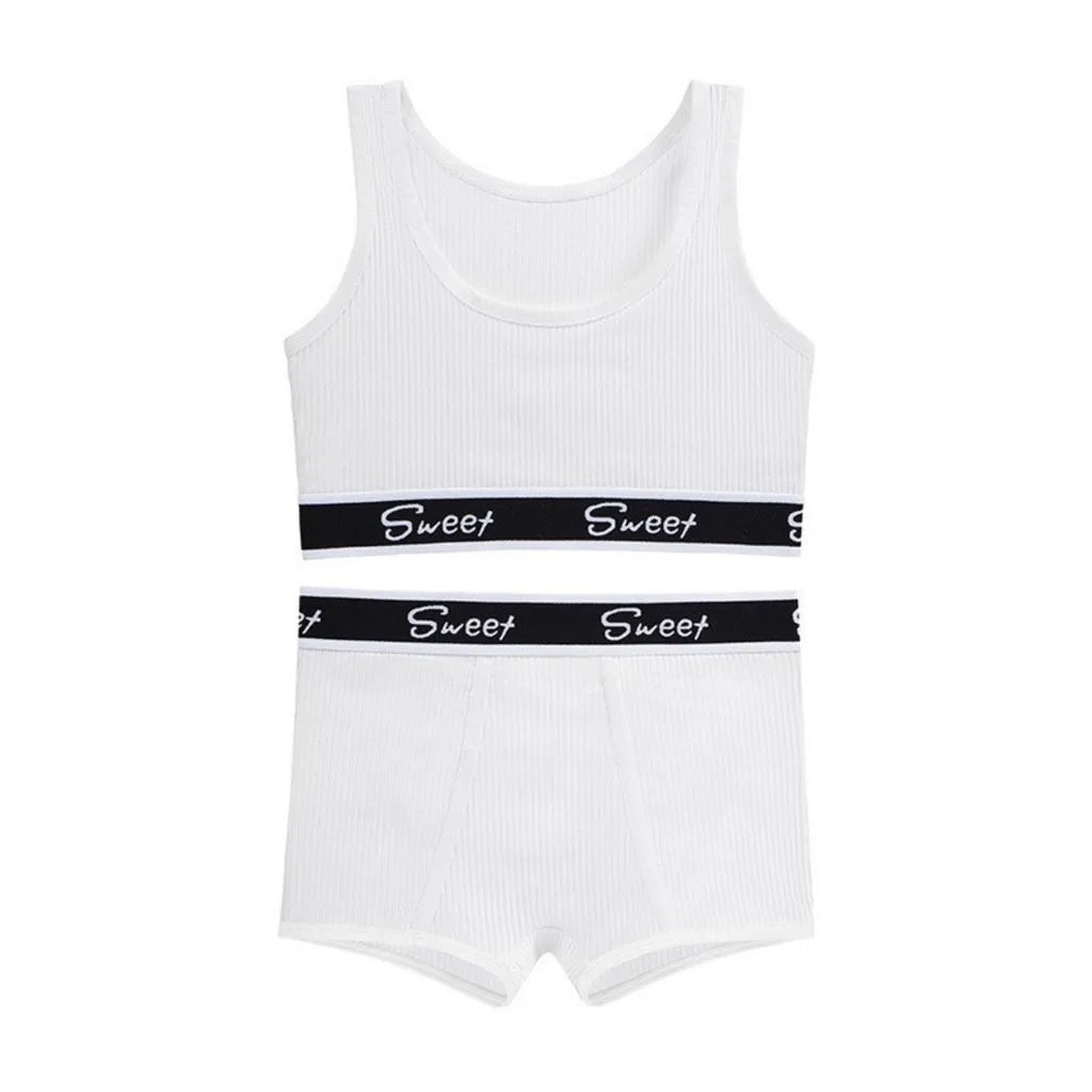 Women's Cotton Panties Bra Women's Comfortable Underwear Set Breathable Mid-Waist Safety Panties Gathered Yoga Shorts Set