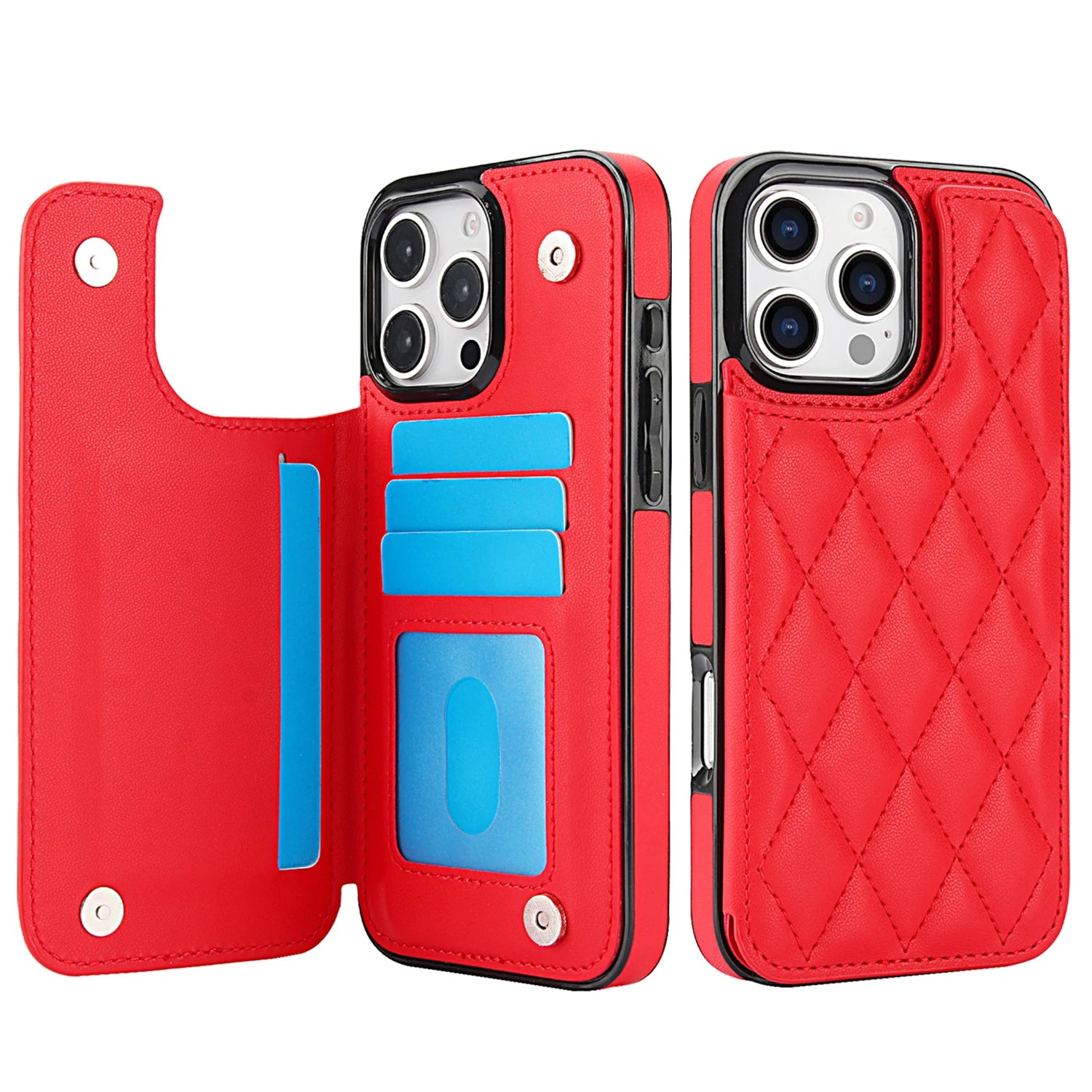 Card Slot Flip Leather Case For iPhone 16e 15 Pro Max 14 13 12 11 SE 3 2 XS XR 8 7 Plus Wallet Double Button Small Fragrant Wind
