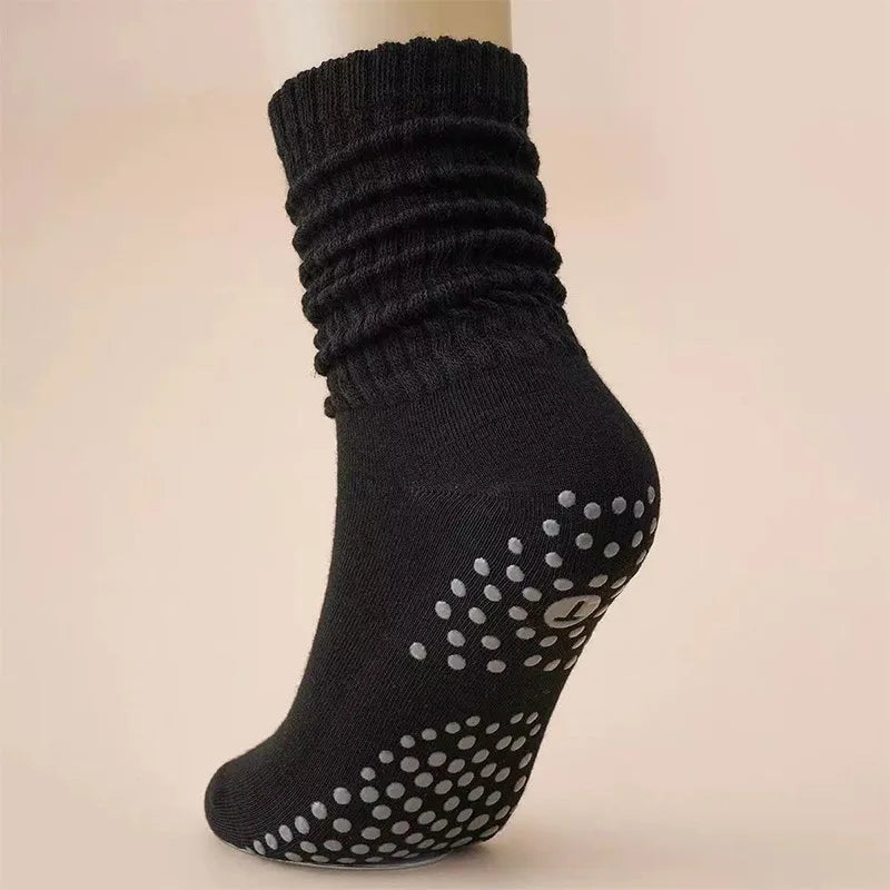Yoga Socks Mid-Calf Pilates Socks Non-Slip Women's Sweat-Absorbent Non-Slip Dotted Floor Socks Versatile Sports Fitness Silicone Socks