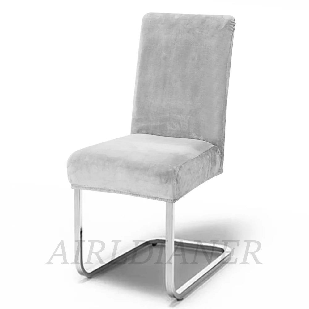 Soft Velvet Chair Covers Thick Solid Color Chair Seat Cover Stretch Dining Room Chair Slipcover Office Banquet Restaurant 1PC